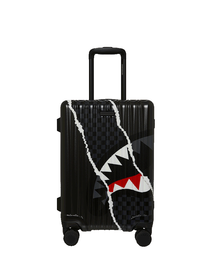 CENTER RIP REVEALING GRAY CHECK CARRY-ON LUGGAGE
