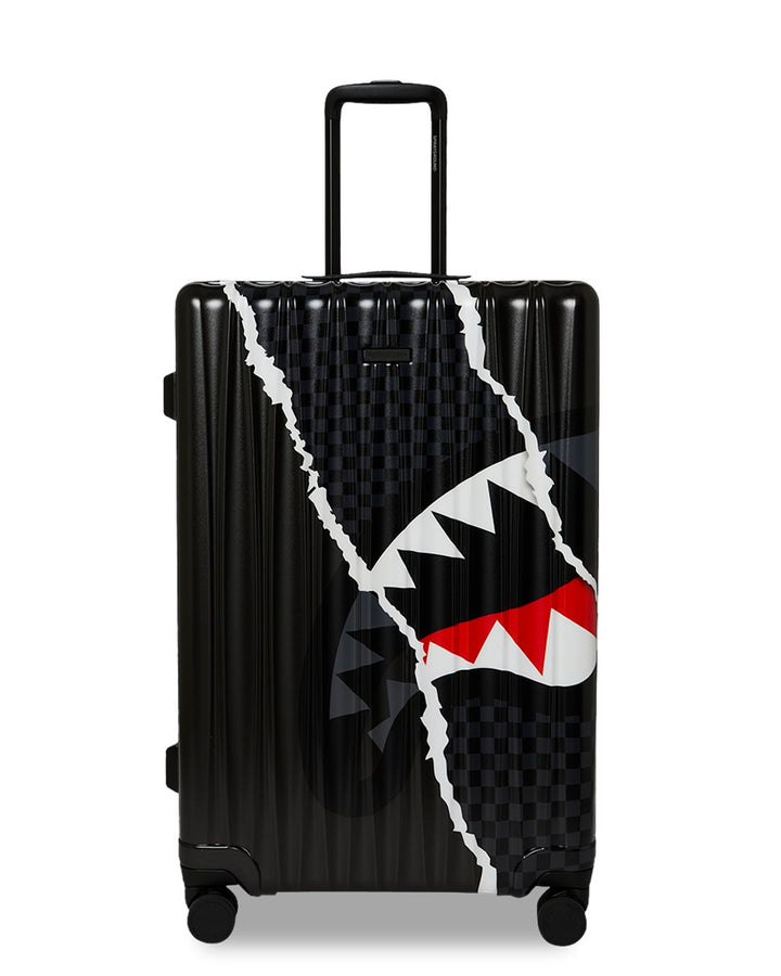 CENTER RIP REVEALING GRAY CHECK FULL-SIZE LUGGAGE
