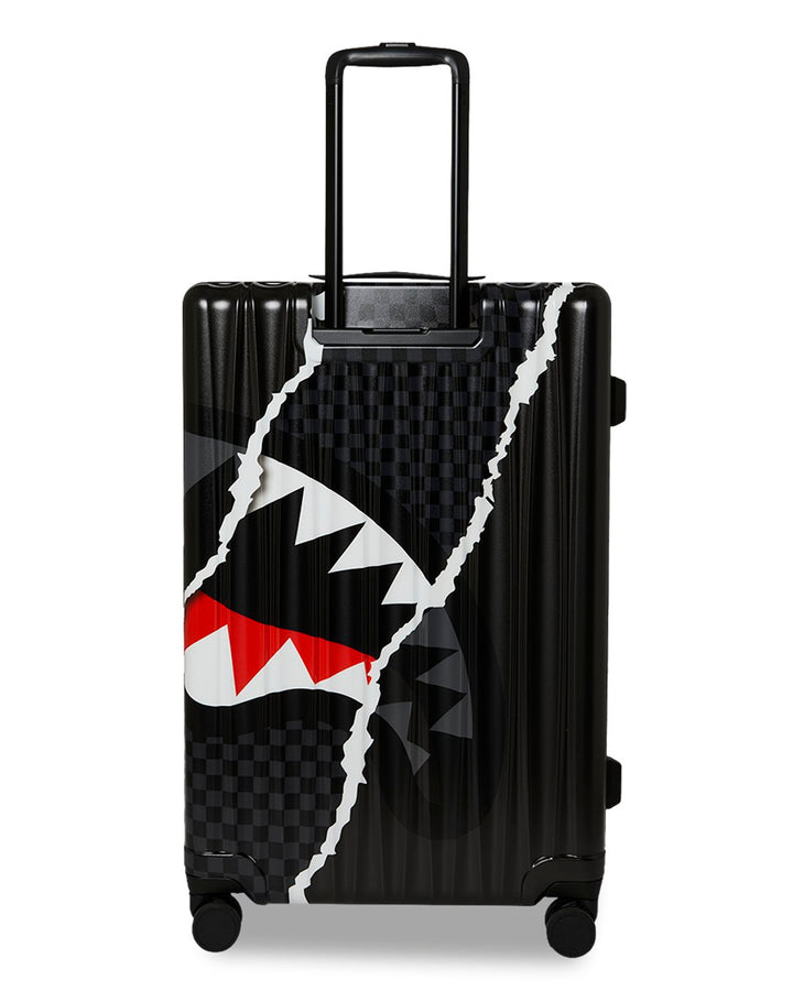 CENTER RIP REVEALING GRAY CHECK FULL-SIZE LUGGAGE