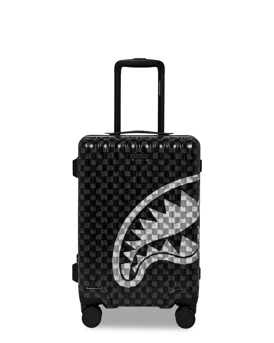 BLACK AND WHITE DRIP CHECK SHARK CARRY-ON LUGGAGE