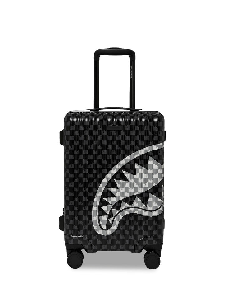 BLACK AND WHITE DRIP CHECK SHARK CARRY-ON LUGGAGE