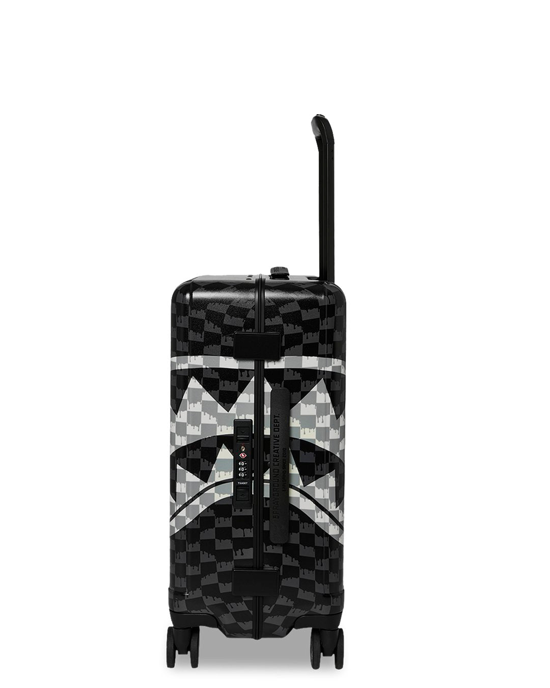 BLACK AND WHITE DRIP CHECK SHARK CARRY-ON LUGGAGE