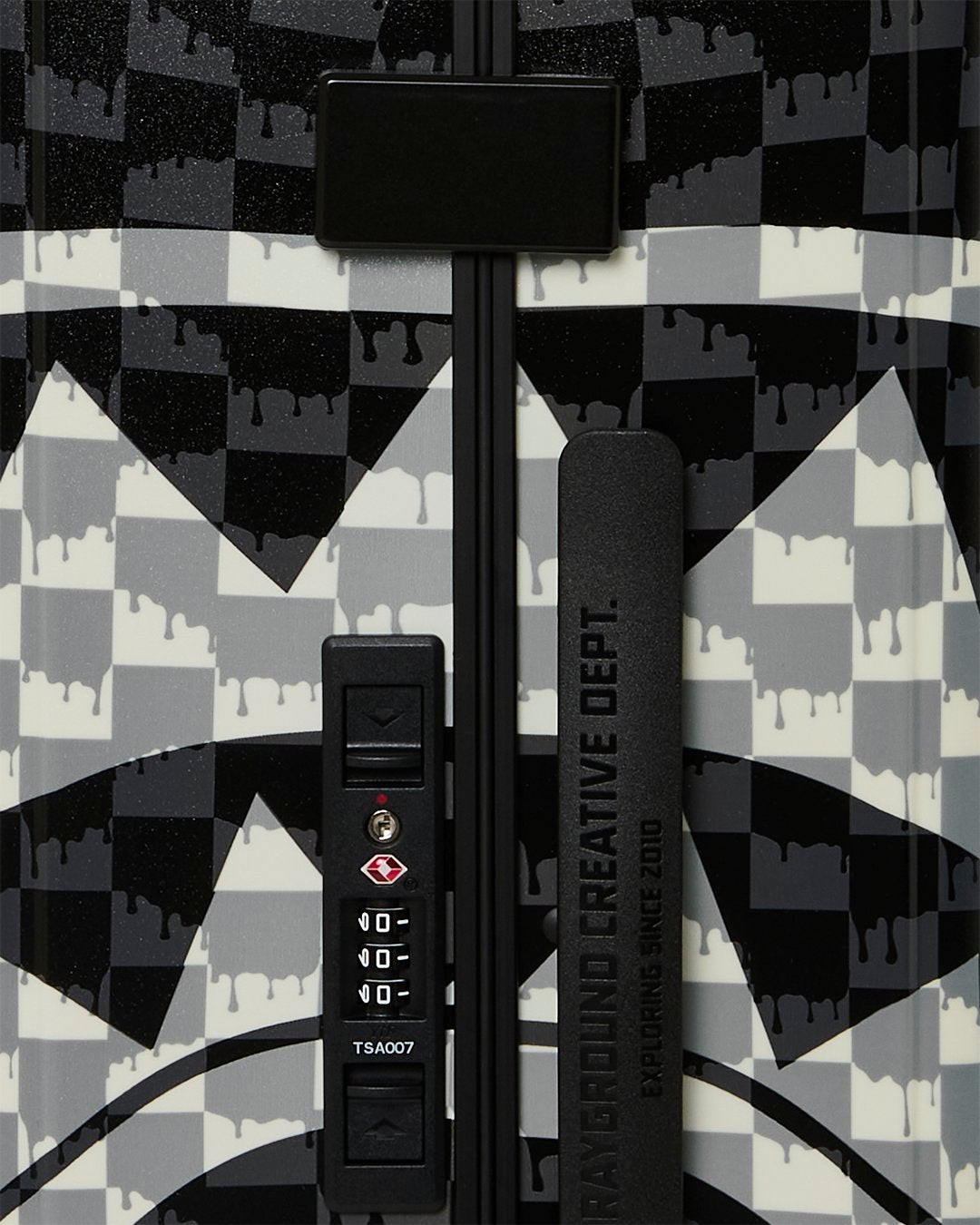 BLACK AND WHITE DRIP CHECK SHARK CARRY-ON LUGGAGE