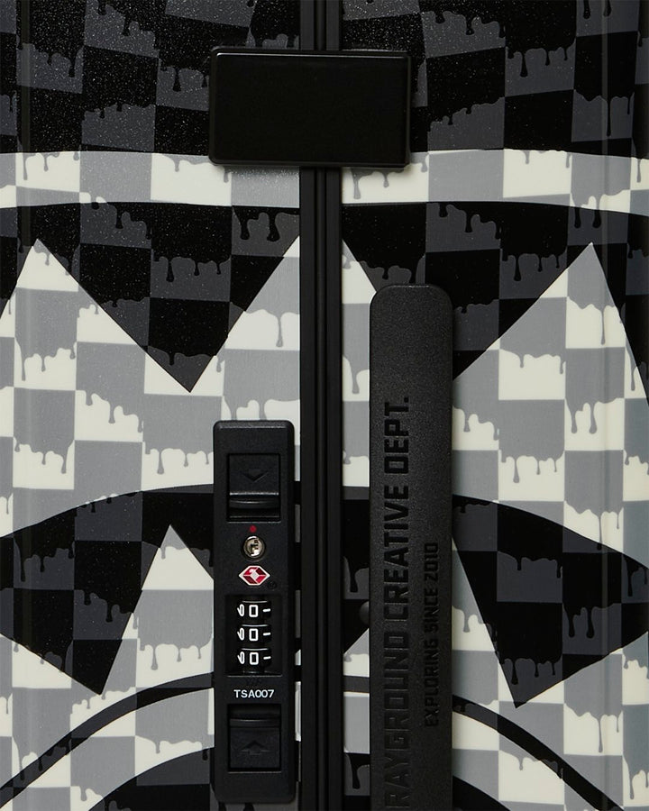 BLACK AND WHITE DRIP CHECK SHARK CARRY-ON LUGGAGE