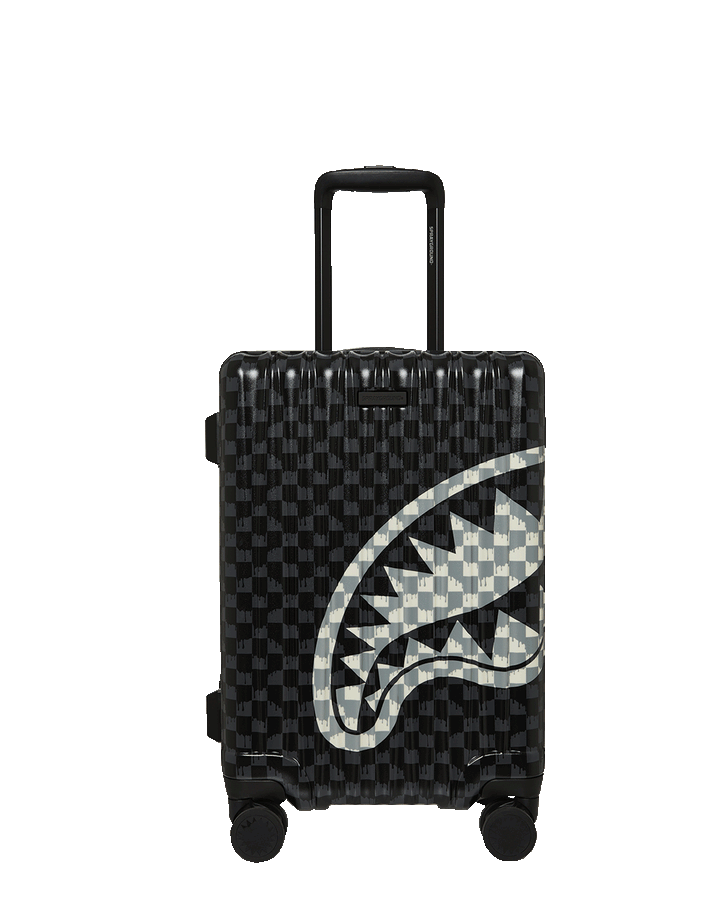 BLACK AND WHITE DRIP CHECK SHARK CARRY-ON LUGGAGE