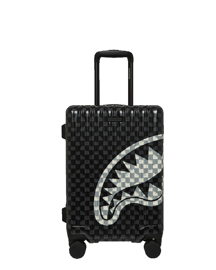 BLACK AND WHITE DRIP CHECK SHARK CARRY-ON LUGGAGE