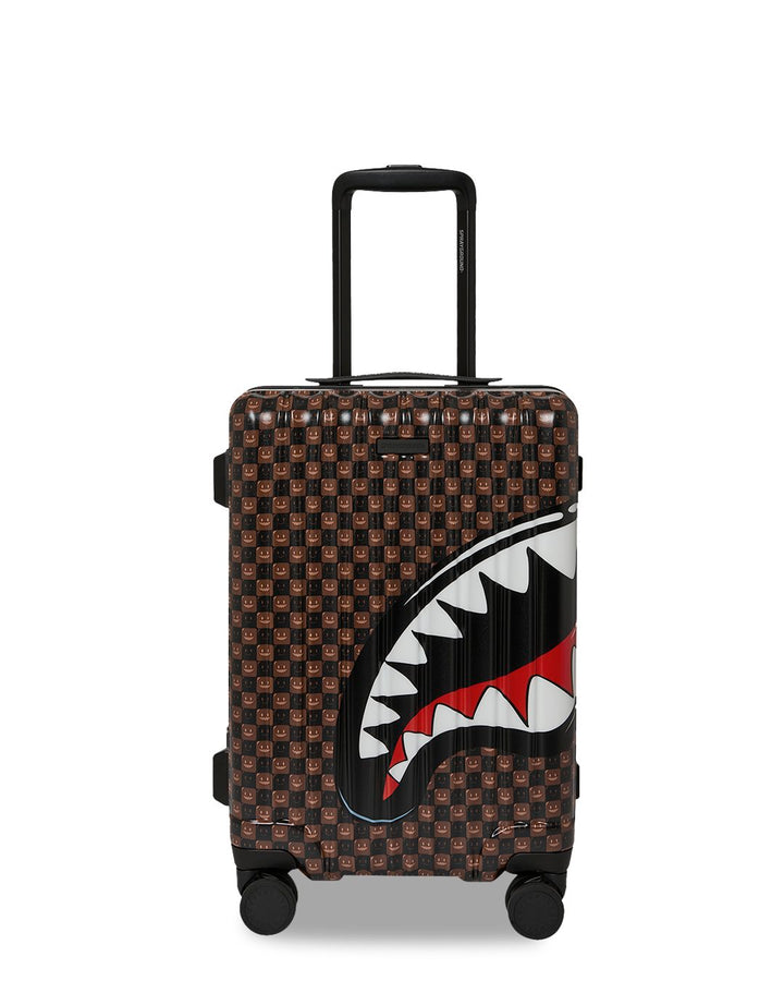 SHARKS IN PARIS WTF BUBBLE BROWN CHECK CARRY-ON LUGGAGE