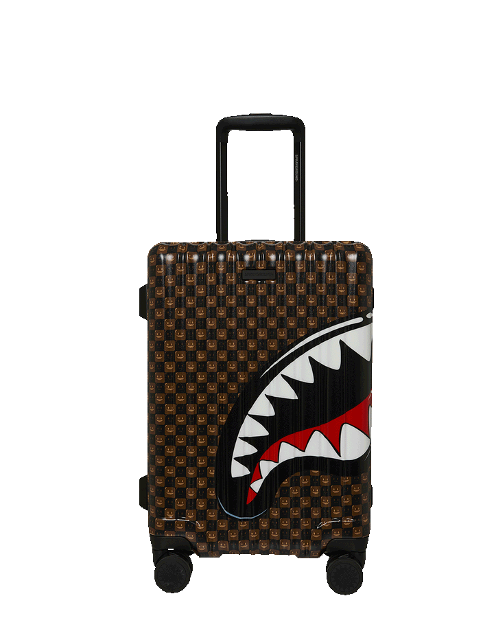 SHARKS IN PARIS WTF BUBBLE BROWN CHECK CARRY-ON LUGGAGE