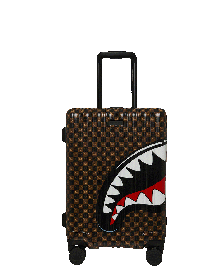 SHARKS IN PARIS WTF BUBBLE BROWN CHECK CARRY-ON LUGGAGE