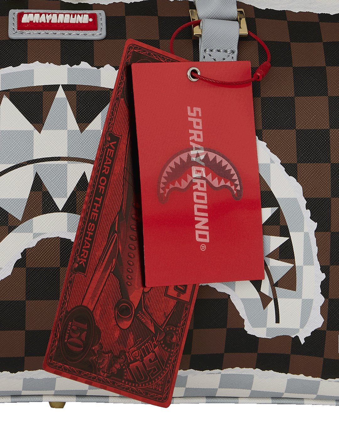 CREAM AND BROWN TEAR CHECK MINI DUFFLE