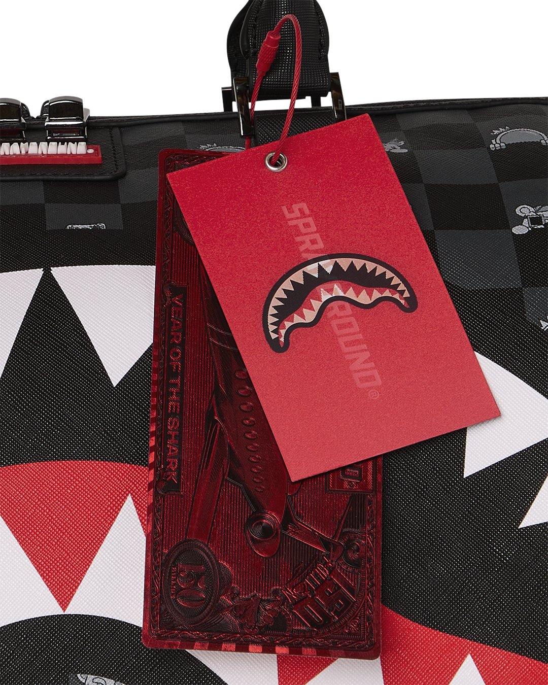 GRAY PEEKING CHARACTER CHECK MINI DUFFLE