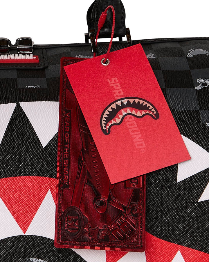 GRAY PEEKING CHARACTER CHECK MINI DUFFLE