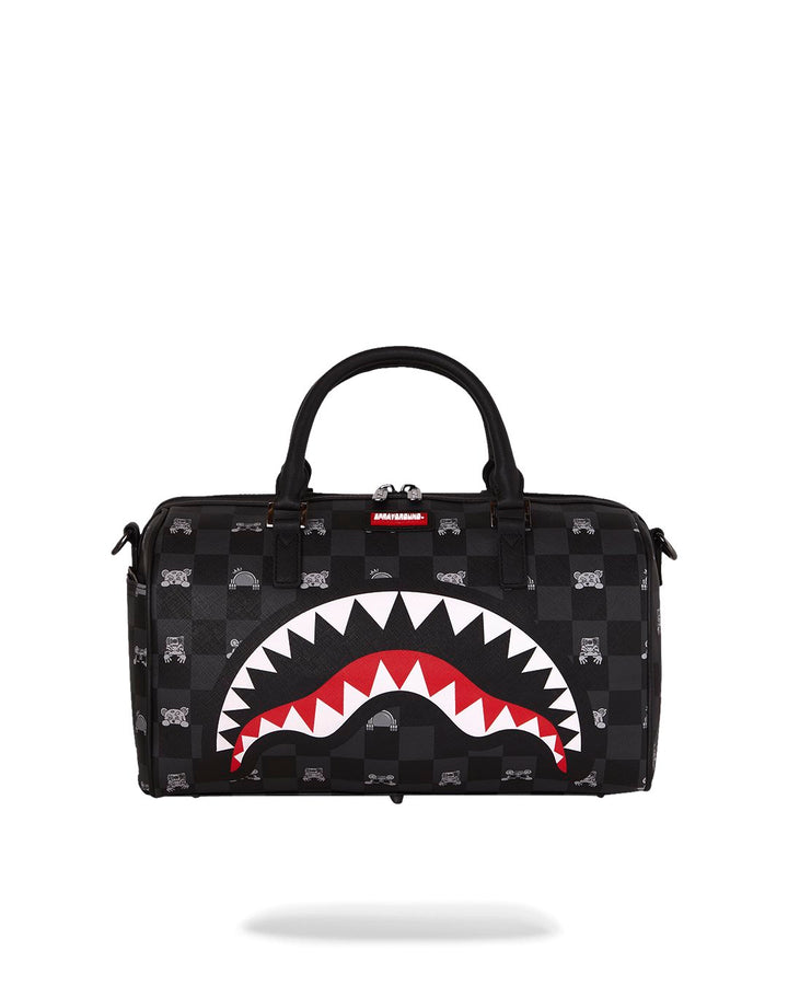 GRAY PEEKING CHARACTER CHECK MINI DUFFLE