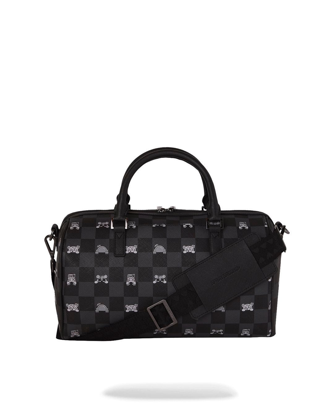 GRAY PEEKING CHARACTER CHECK MINI DUFFLE