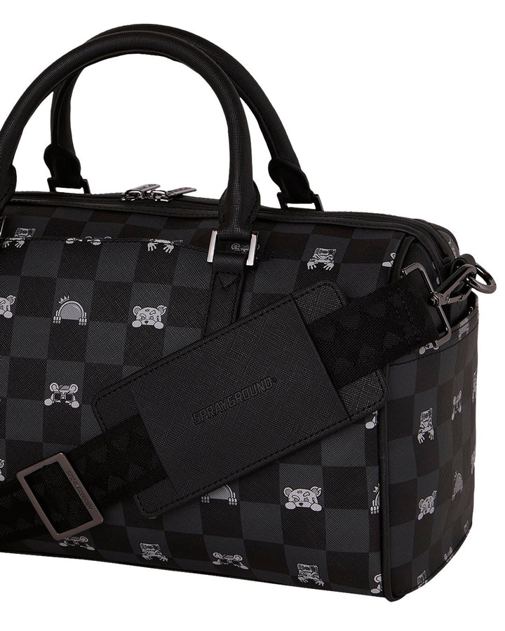 GRAY PEEKING CHARACTER CHECK MINI DUFFLE