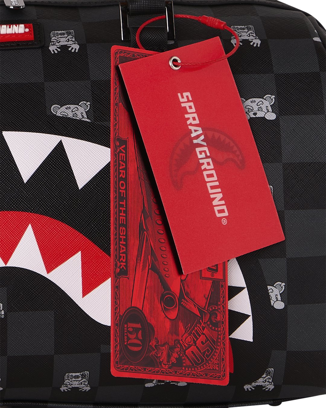 GRAY PEEKING CHARACTER CHECK MINI DUFFLE