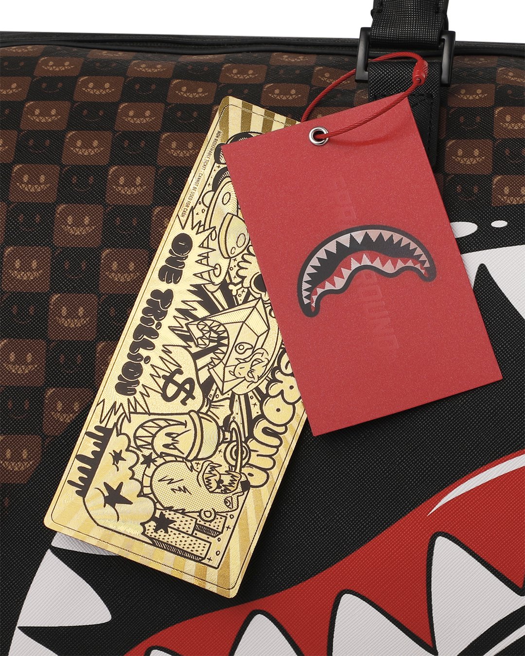 SHARKS IN PARIS WTF BUBBLE BROWN CHECK DUFFLE