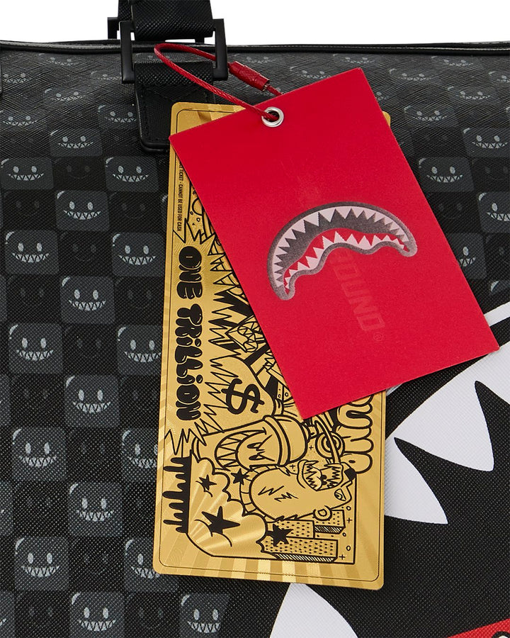 SHARKS IN PARIS WTF BUBBLY BLACK CHECK DUFFLE