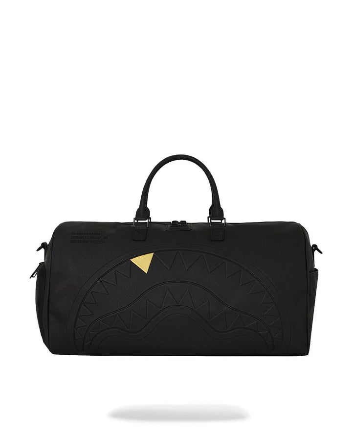 BLACKED OUT EMBOSSED GOLD TOOTH DUFFLE