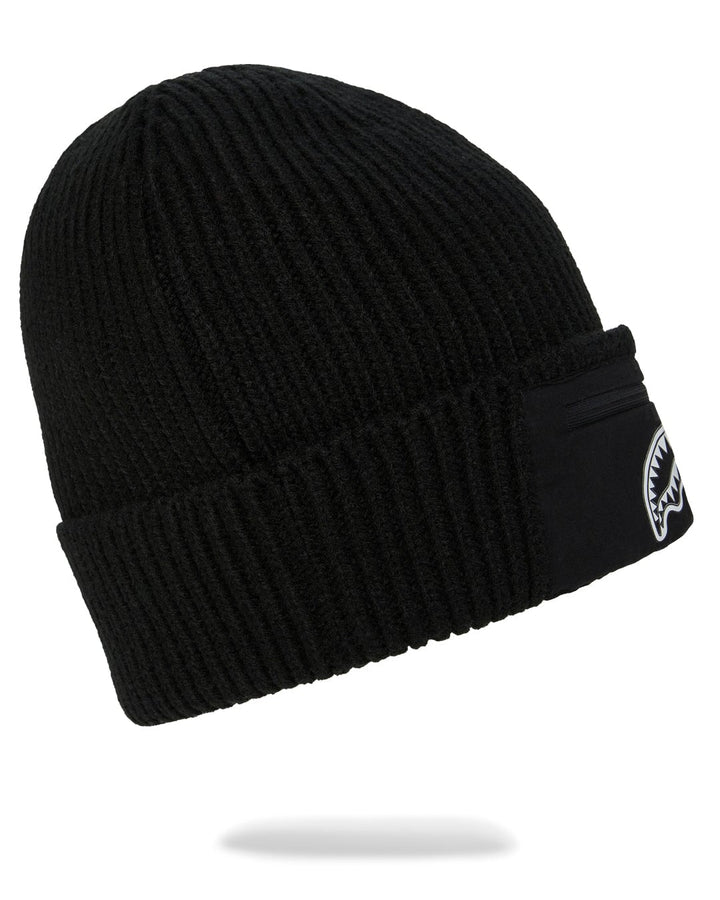 BLACK POCKET BEANIE