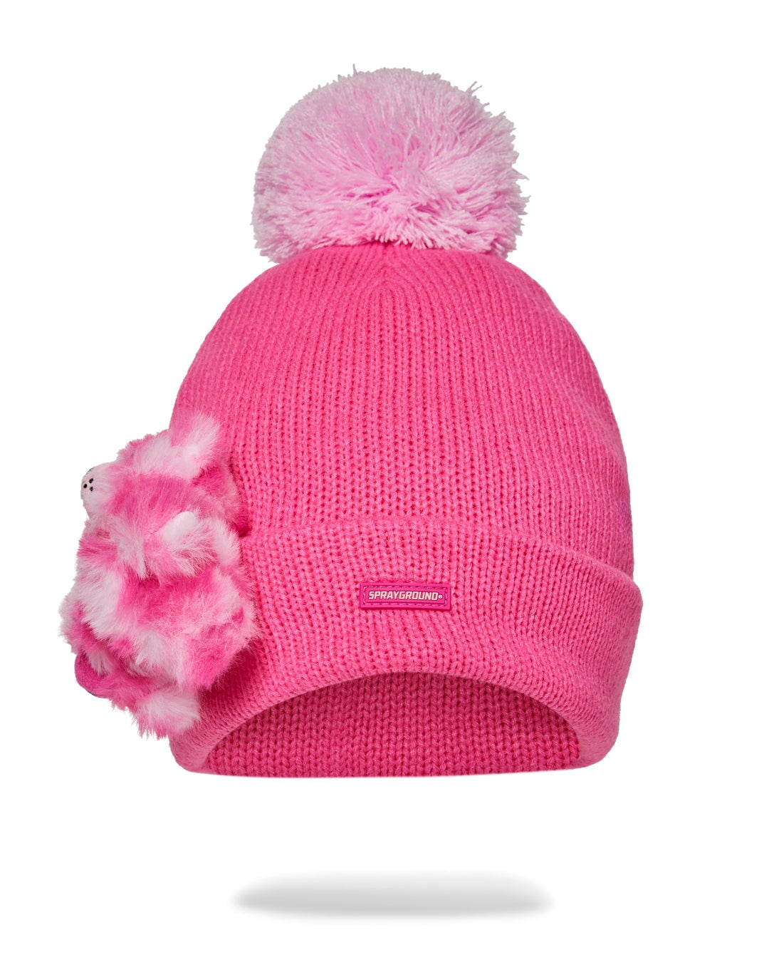 PINK BEAR PUFF BEANIE