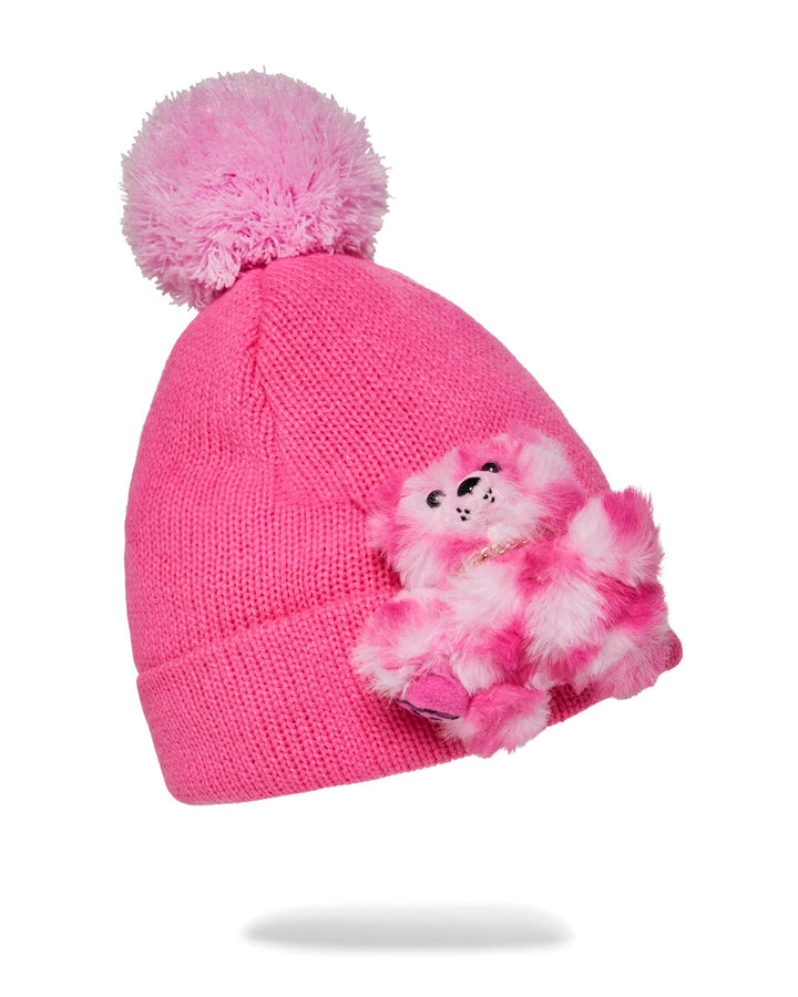 PINK BEAR PUFF BEANIE