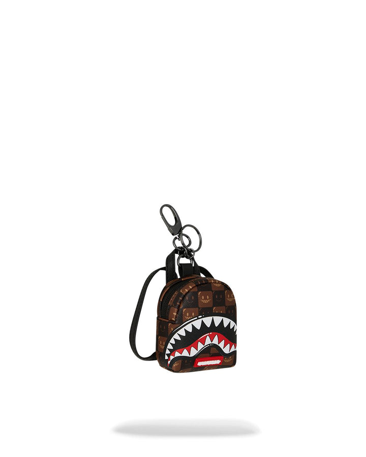 SHARKS IN PARIS WTF BUBBLE BROWN CHECK BACKPACK KEYCHAIN
