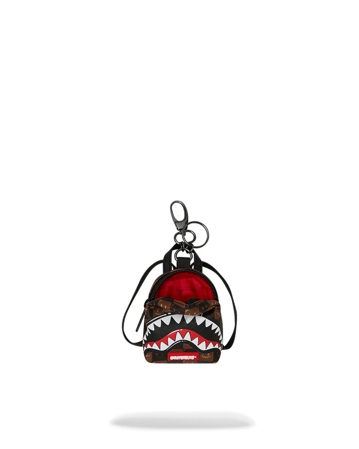 SHARKS IN PARIS WTF BUBBLE BROWN CHECK BACKPACK KEYCHAIN