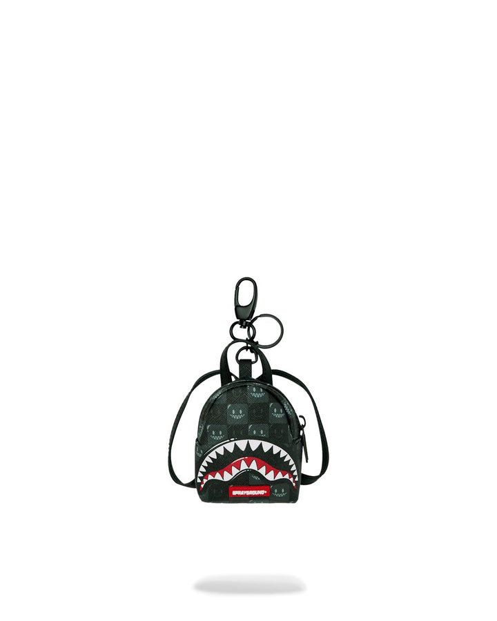SHARKS IN PARIS WTF BUBBLY BLACK CHECK BACKPACK KEYCHAIN