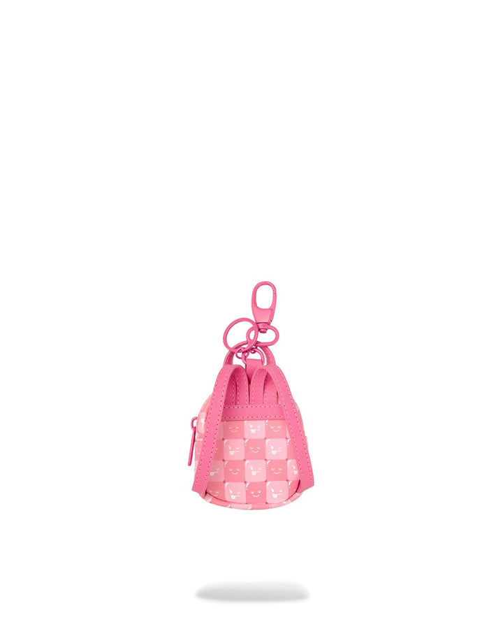 PINK NEW CHECK FACES BACKPACK KEYCHAIN
