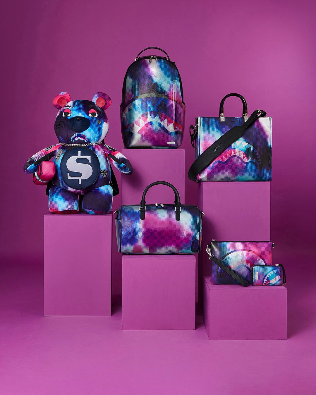 METALLIC TYE DYE CHECK MINI DUFFLE