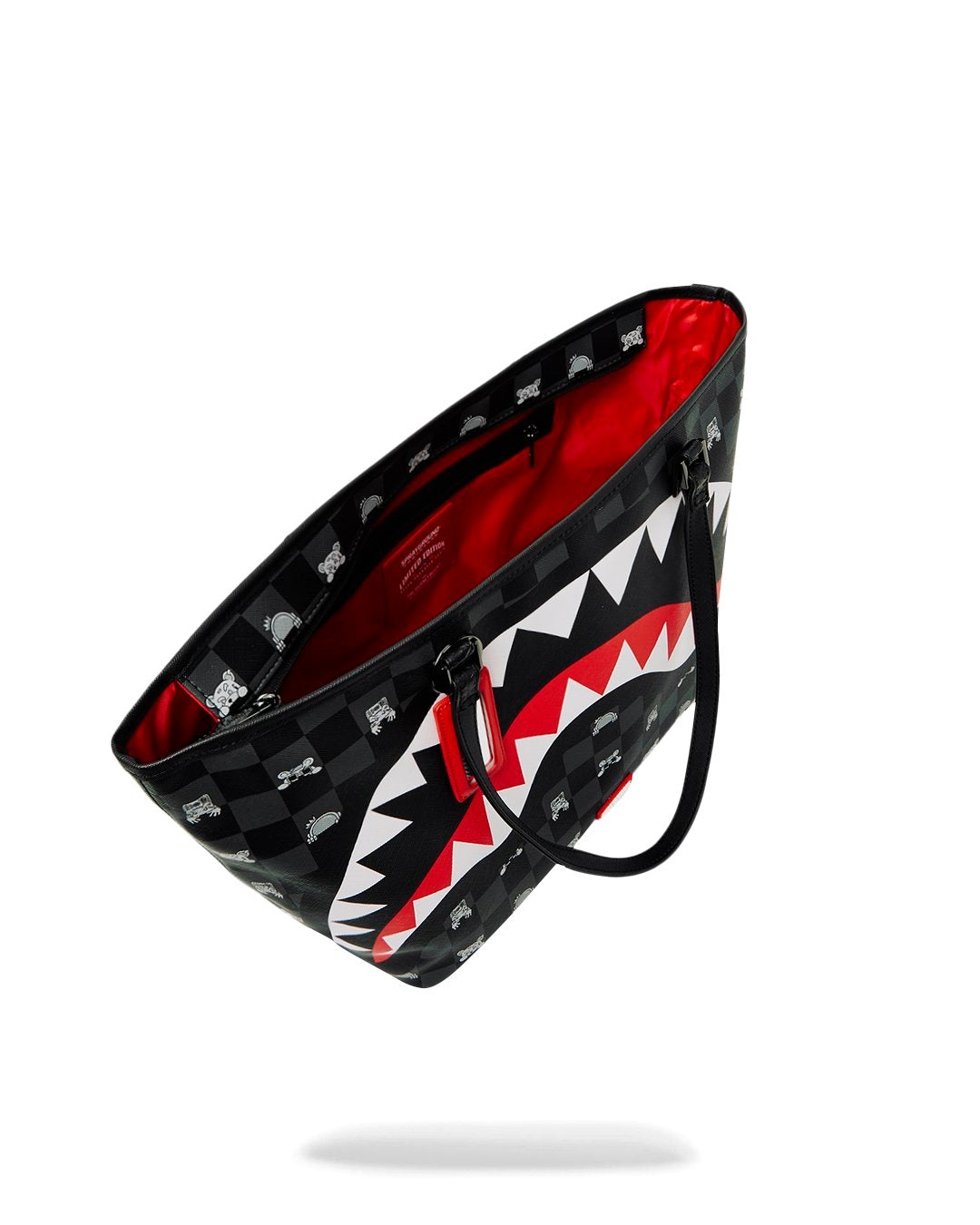 GRAY PEEKING CHARACTER CHECK TOTE