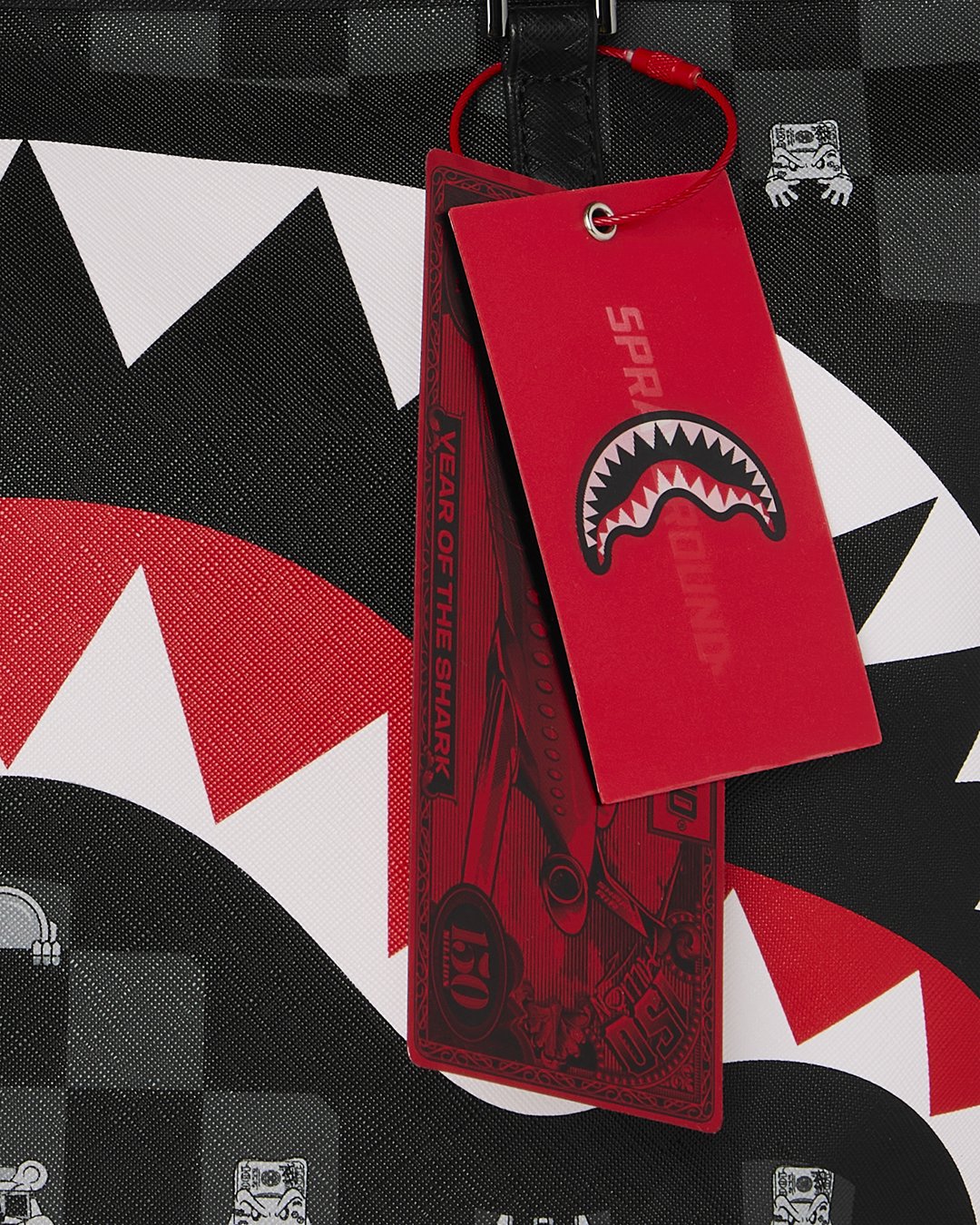 GRAY PEEKING CHARACTER CHECK TOTE