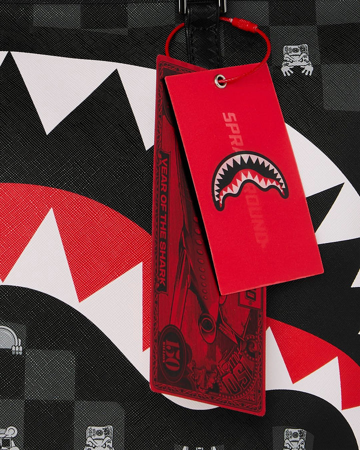 GRAY PEEKING CHARACTER CHECK TOTE