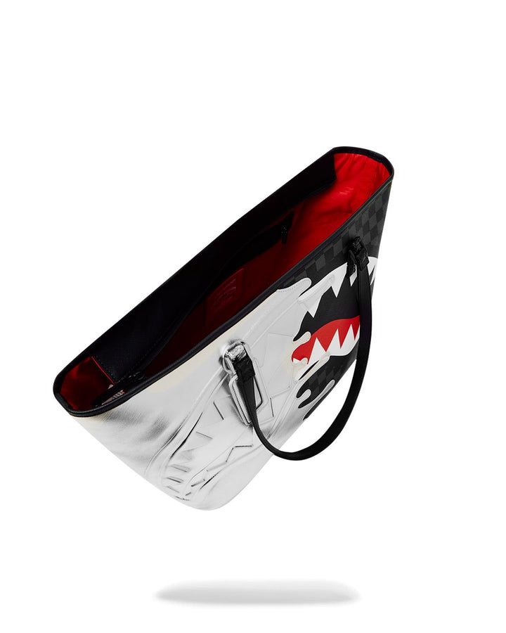 SILVER SIDE DRIP BLACK CHECK TOTE