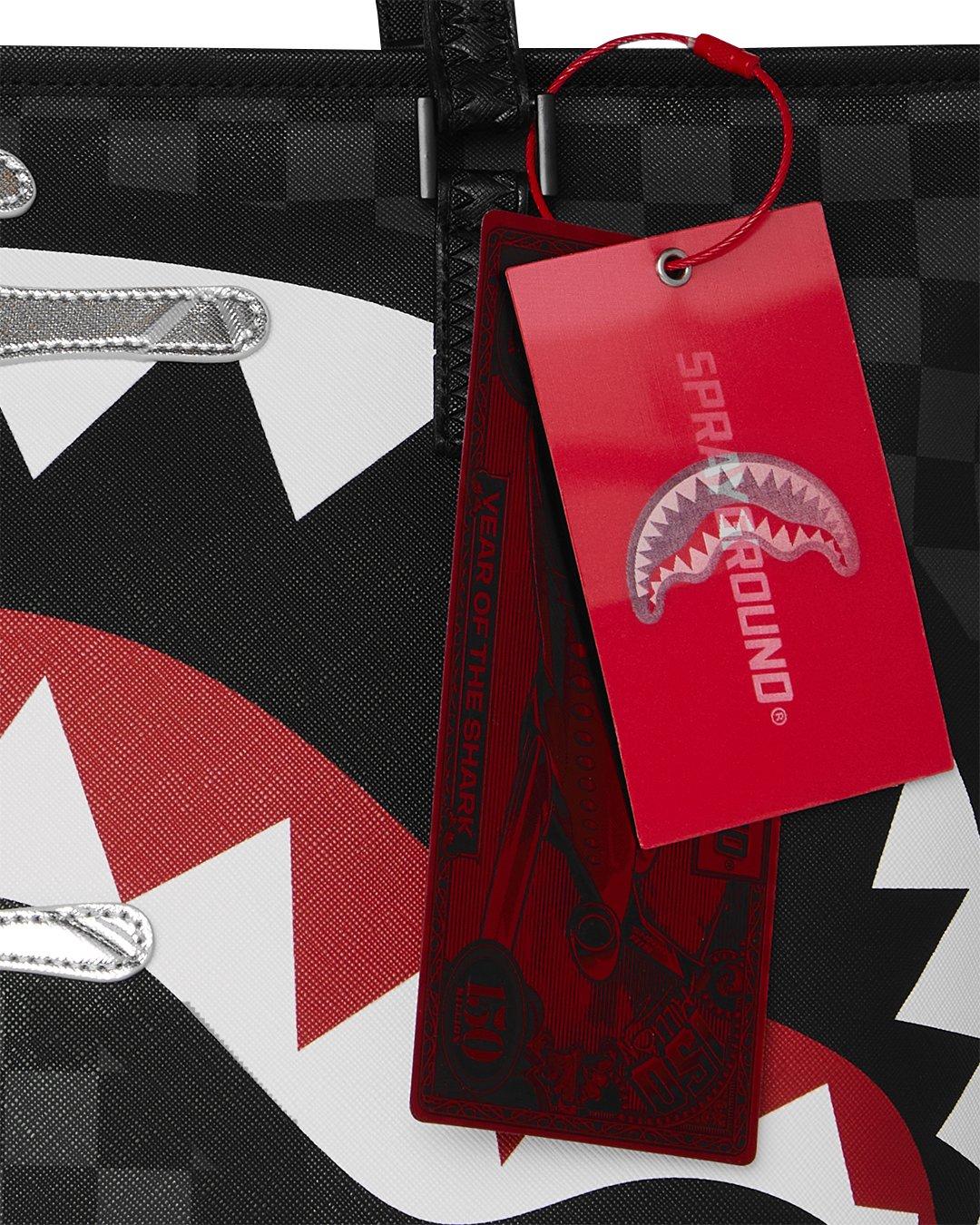 SILVER SIDE DRIP BLACK CHECK TOTE