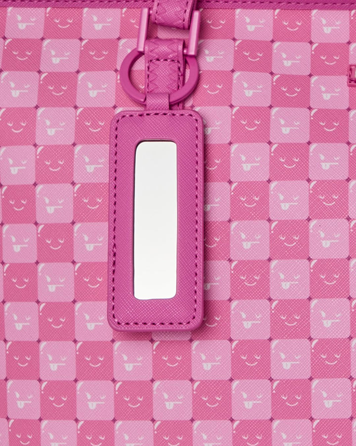 PINK NEW CHECK FACES TOTE