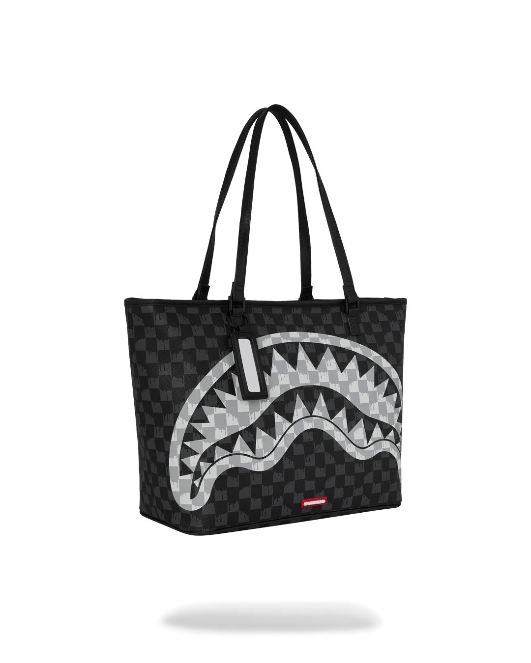 BLACK AND WHITE DRIP CHECK SHARK TOTE