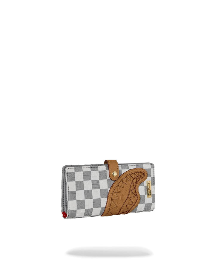 EMBOSSED CREAM CHECK SINGLE FOLD WALLET