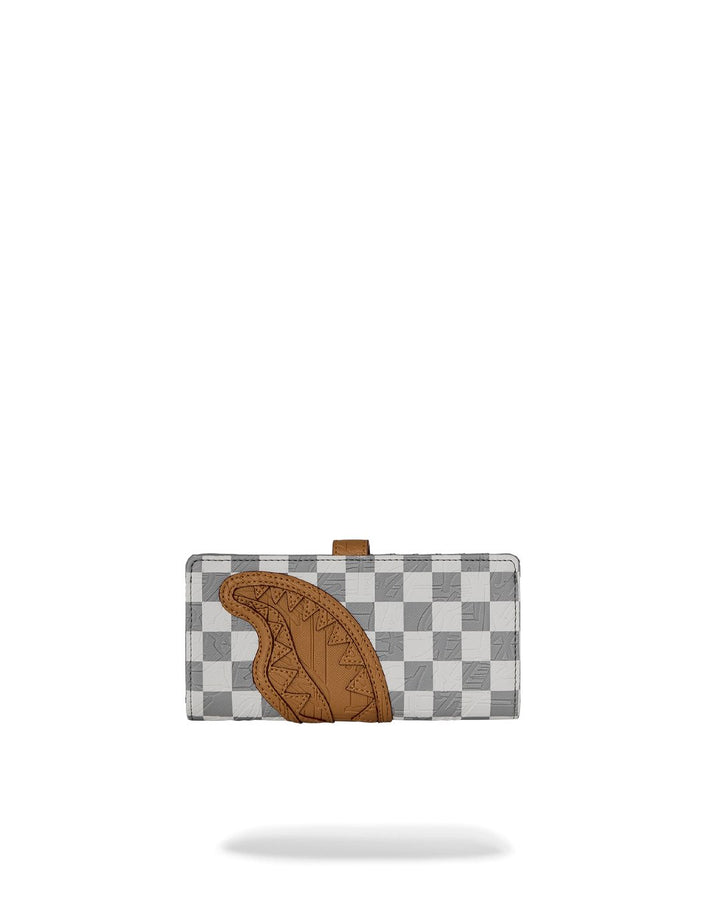 EMBOSSED CREAM CHECK SINGLE FOLD WALLET