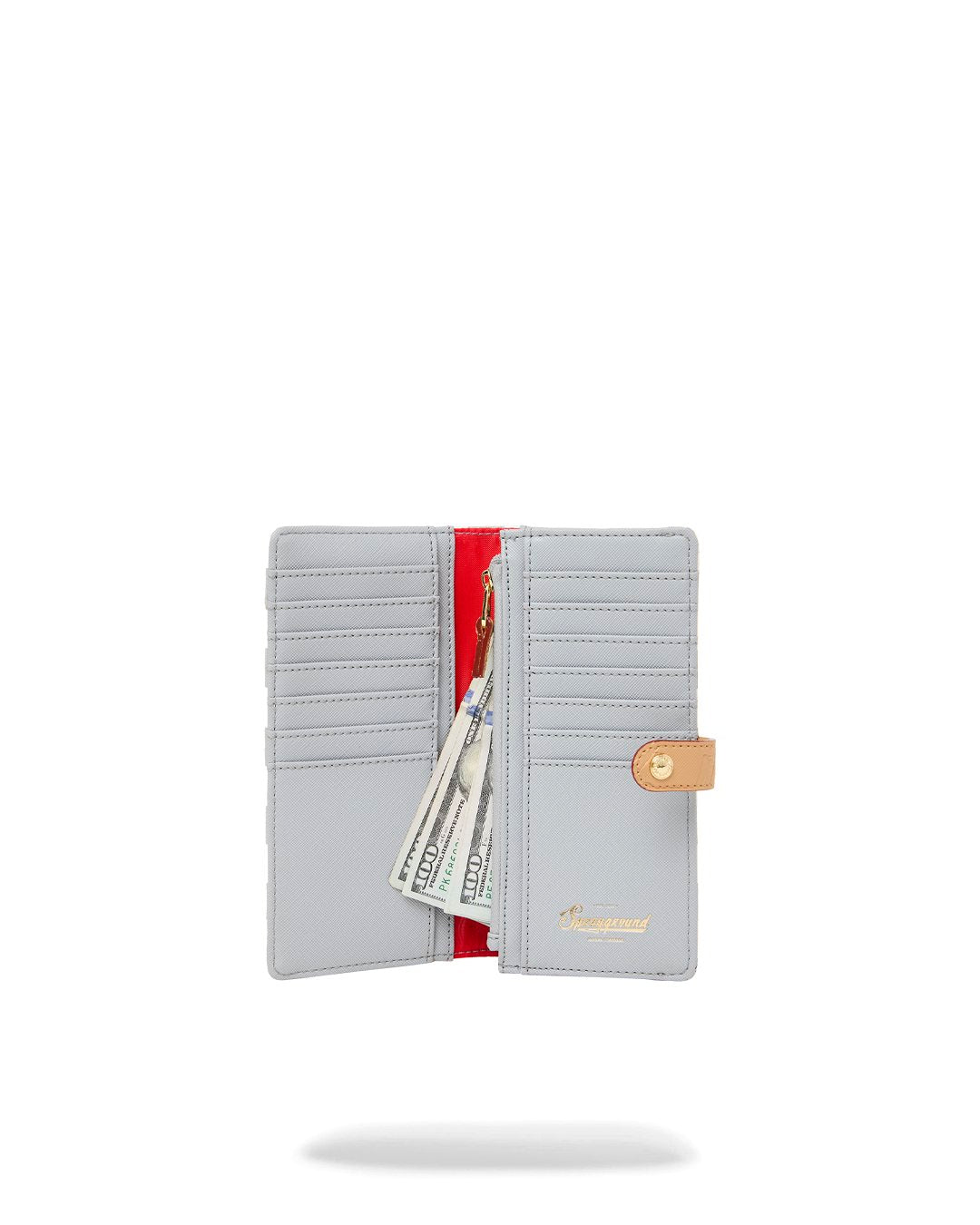 EMBOSSED CREAM CHECK SINGLE FOLD WALLET