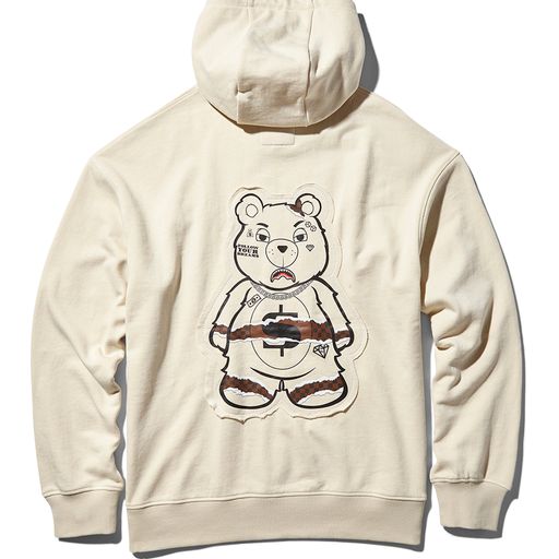 SPRAYGROUND RIPPED MONEY BEAR HOODIE PULLOVER KHAKI