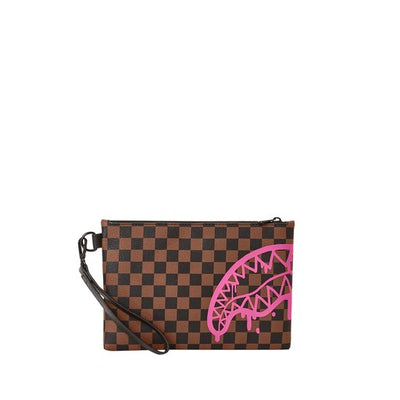 SPRAYGROUND PINK DRIPPIN SHARKS CROSS-OVER CLUTCH