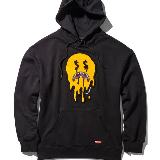 SPRAYGROUND FIRE MONEY CHEST PATCH HOODIE PULLOVER BK