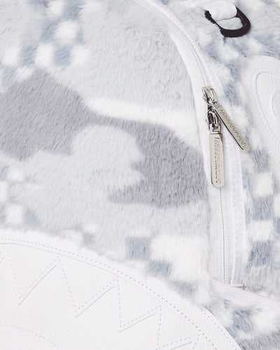 SPRAYGROUND WHITE FUR 3AM DLXSF BACKPACK