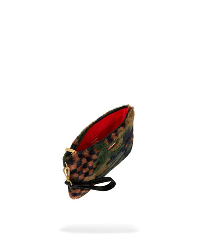 SPRAYGROUND FUR SIP CAMO WRISTLET CLUTCH