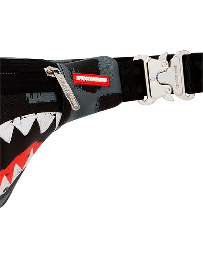 SPRAYGROUND SHARKS IN PARIS PAINT GREY SAVVY CROSS-BODY
