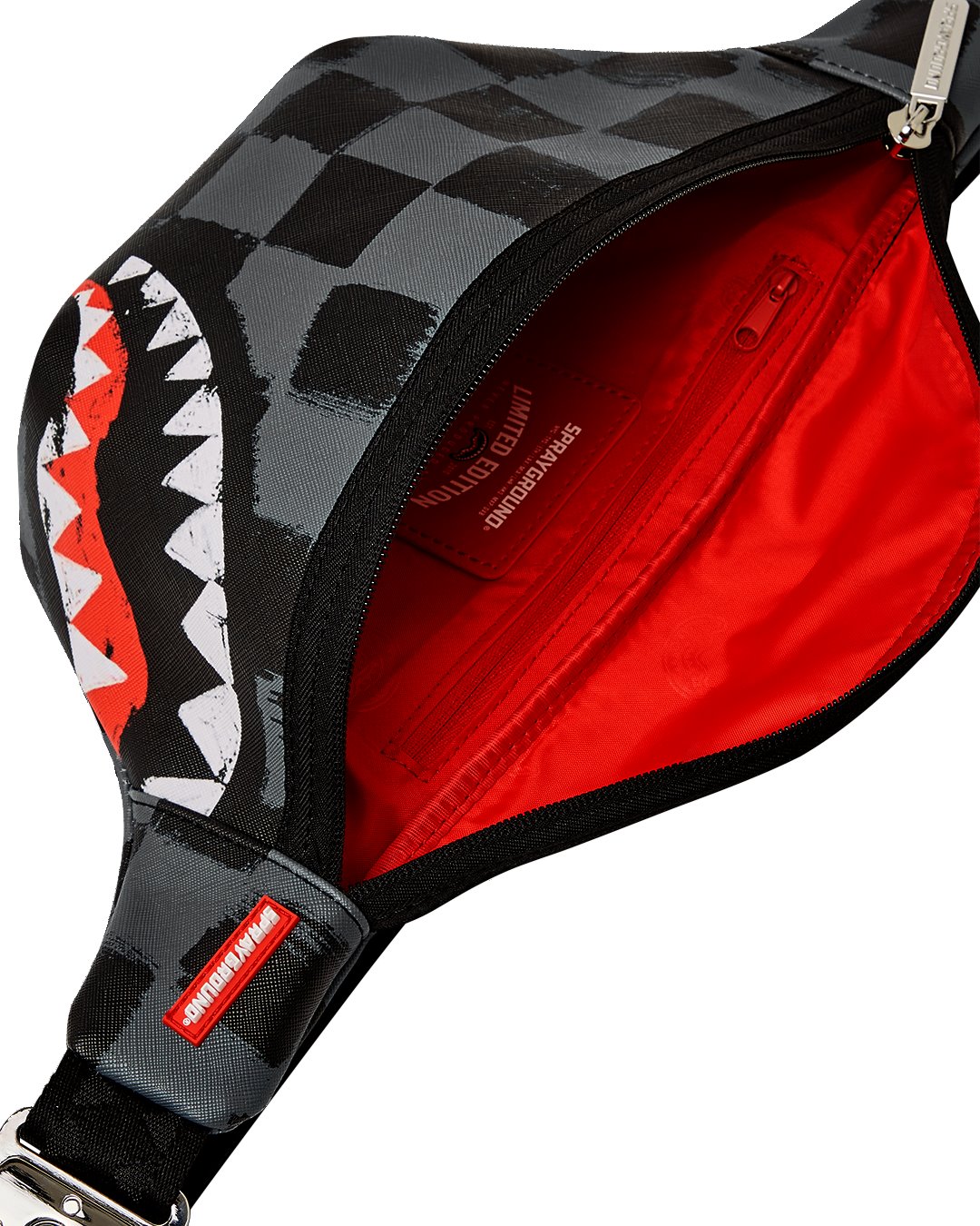 SPRAYGROUND SHARKS IN PARIS PAINT GREY SAVVY CROSS-BODY