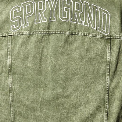 SPRAYGROUND BUTTON FRONT DENIM JACKETGREEN