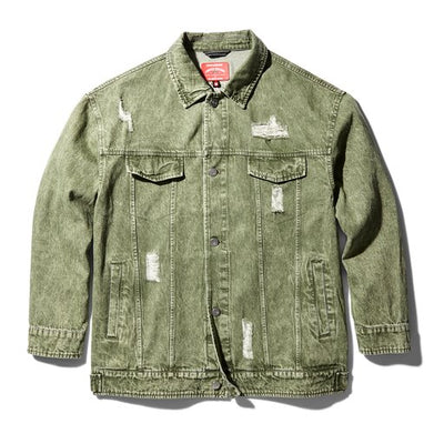 SPRAYGROUND BUTTON FRONT DENIM JACKETGREEN